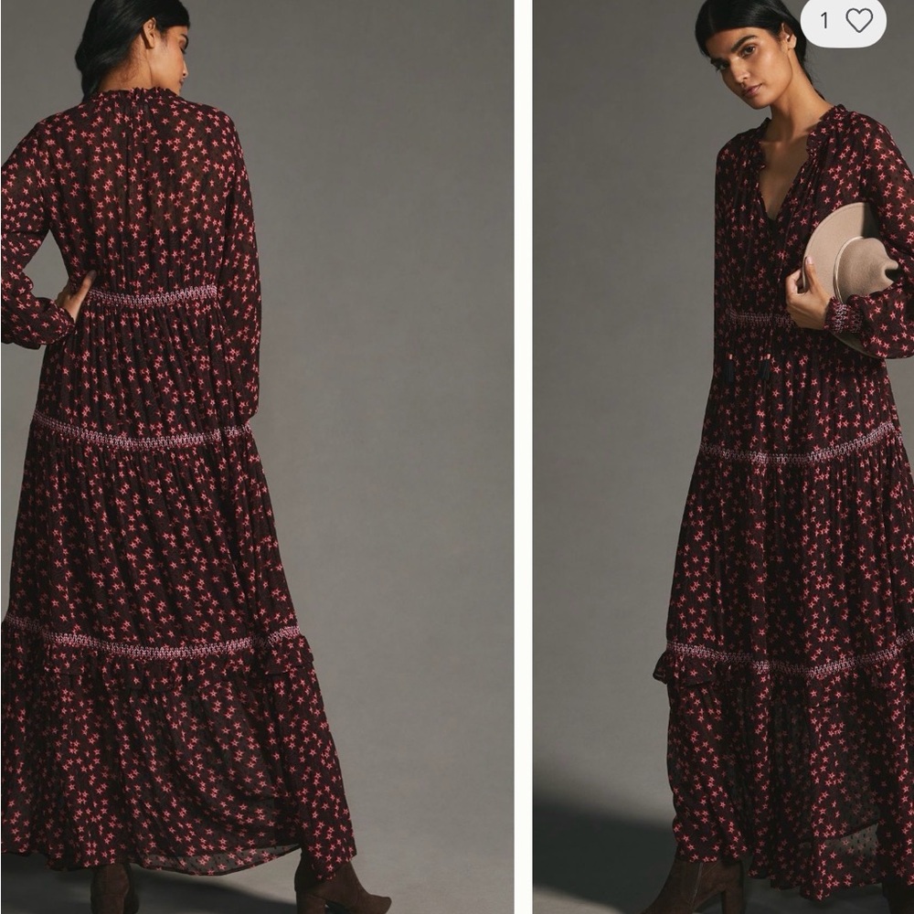 Anthropologie Temperley London Smocked Maxi Dress 12